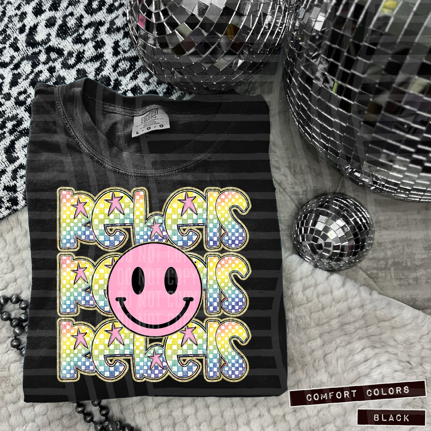 Rainbow Checker Pink Happy Triple Stacked - Digital Download 300DPI PNG FILE