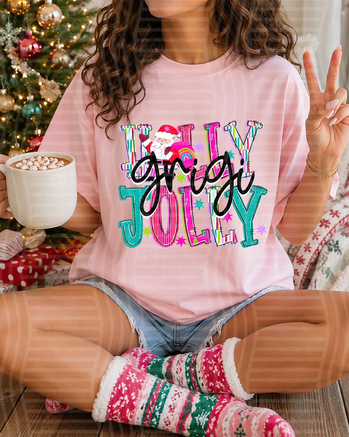 Holly Jolly Family Names + Custom + Dropdown 300 DPI digital download