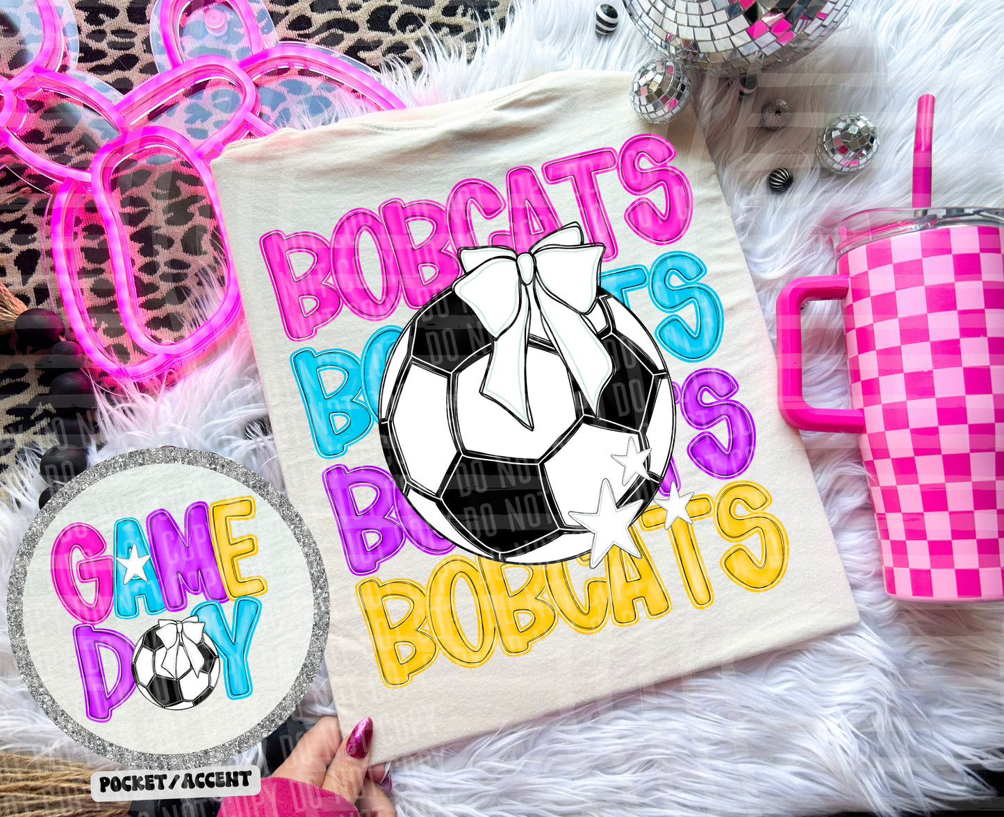 Bright Preppy Stacked Soccer Dropdown Digital Download 300DPI PNG FILE