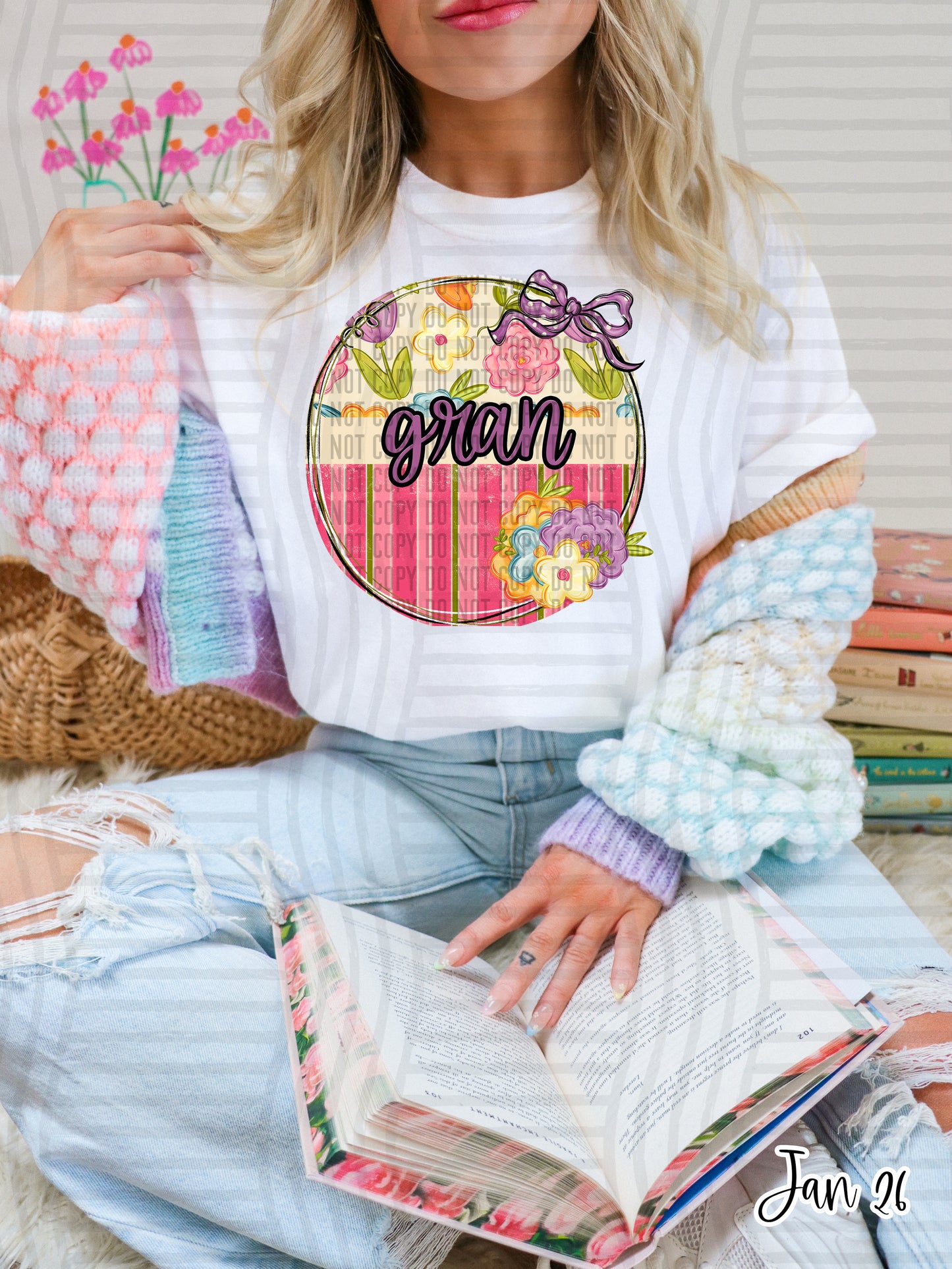 Floral Round NAMES - Custom + Dropdown 300 DPI digital download