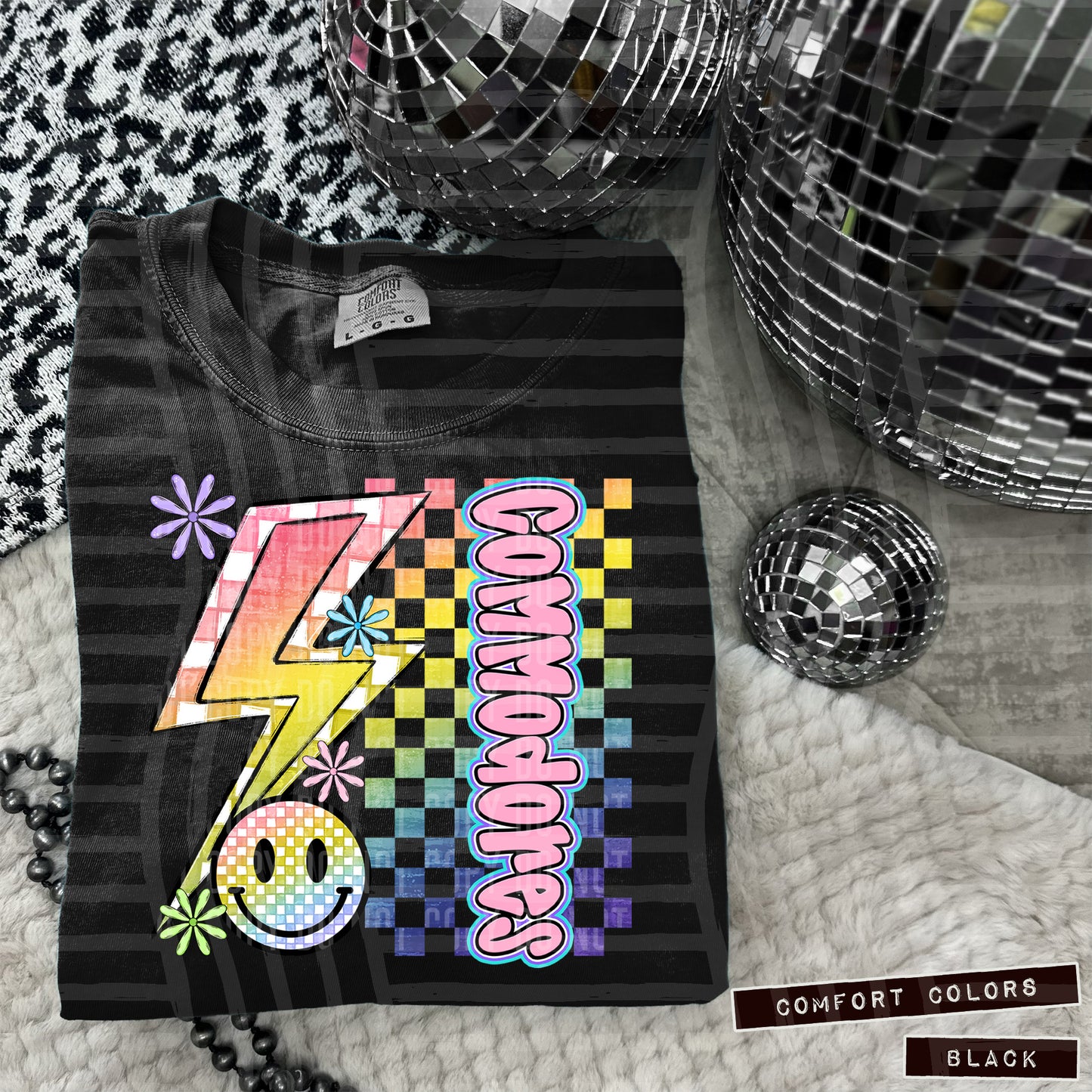 Sideways Rainbow Checker Bolt Happy Mascots Dropdown - Digital Download 300DPI PNG FILE