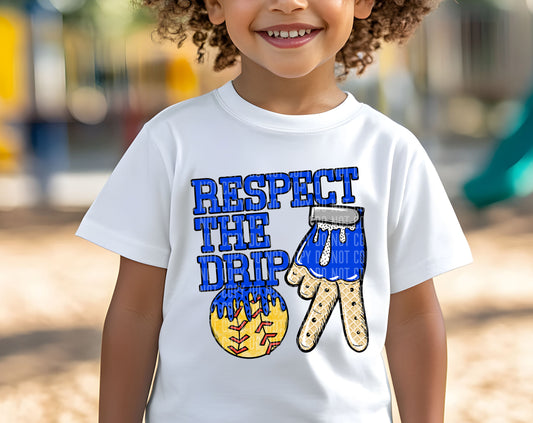 Respect the drip SOFTBALL (glove)- Dropdown Digital Download 300DPI PNG FILE