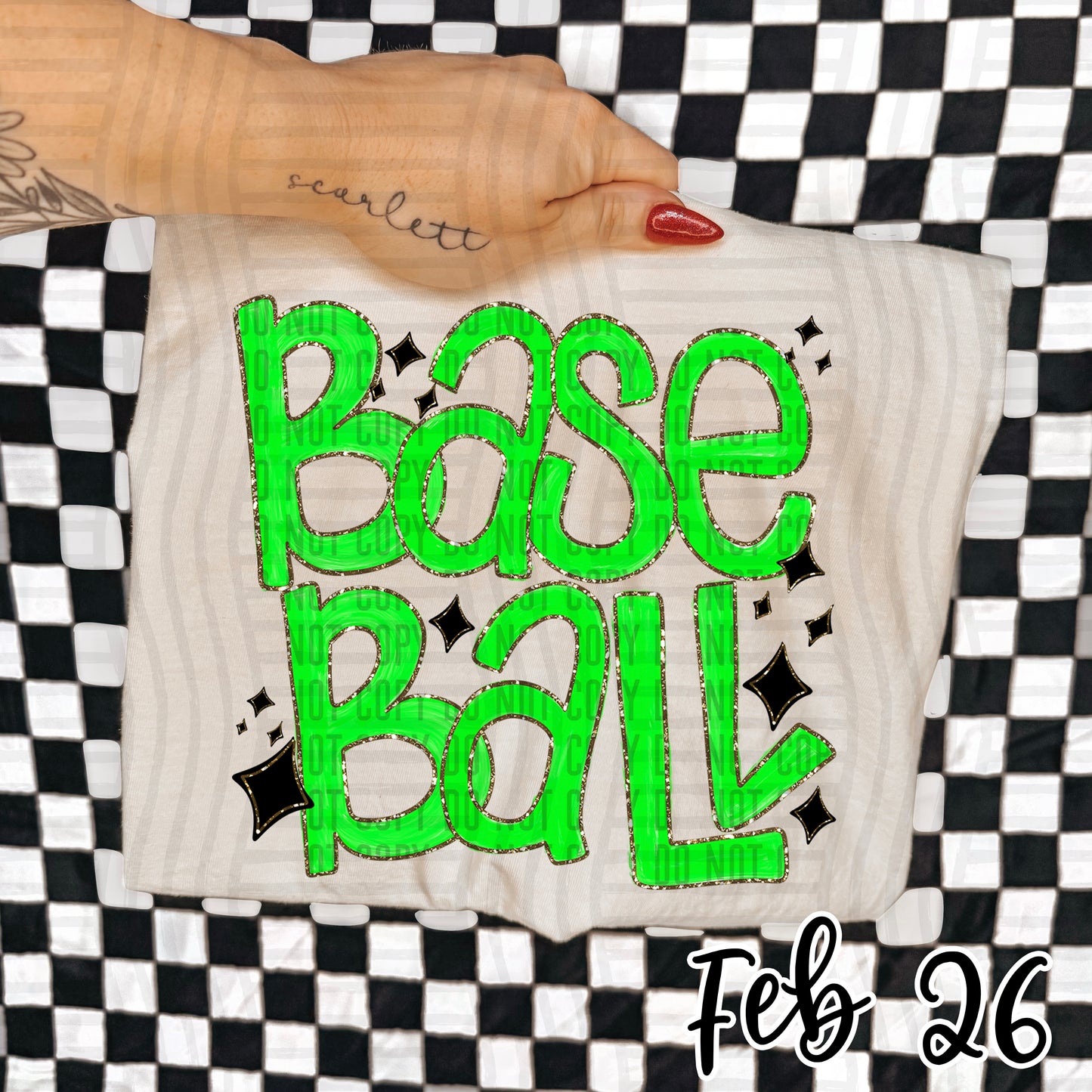 Baseball Hand Lettered -  Color Dropdown Digital Download 300DPI PNG FILE