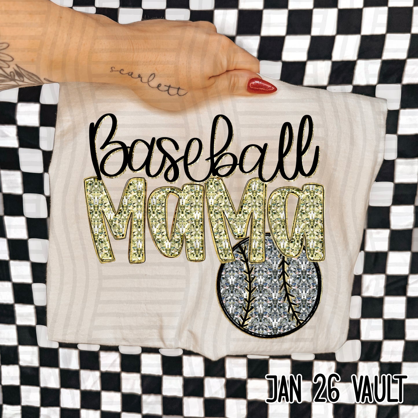 Baseball Mama Bling - Faux Diamonds - Color Dropdown Digital Download 300DPI PNG FILE