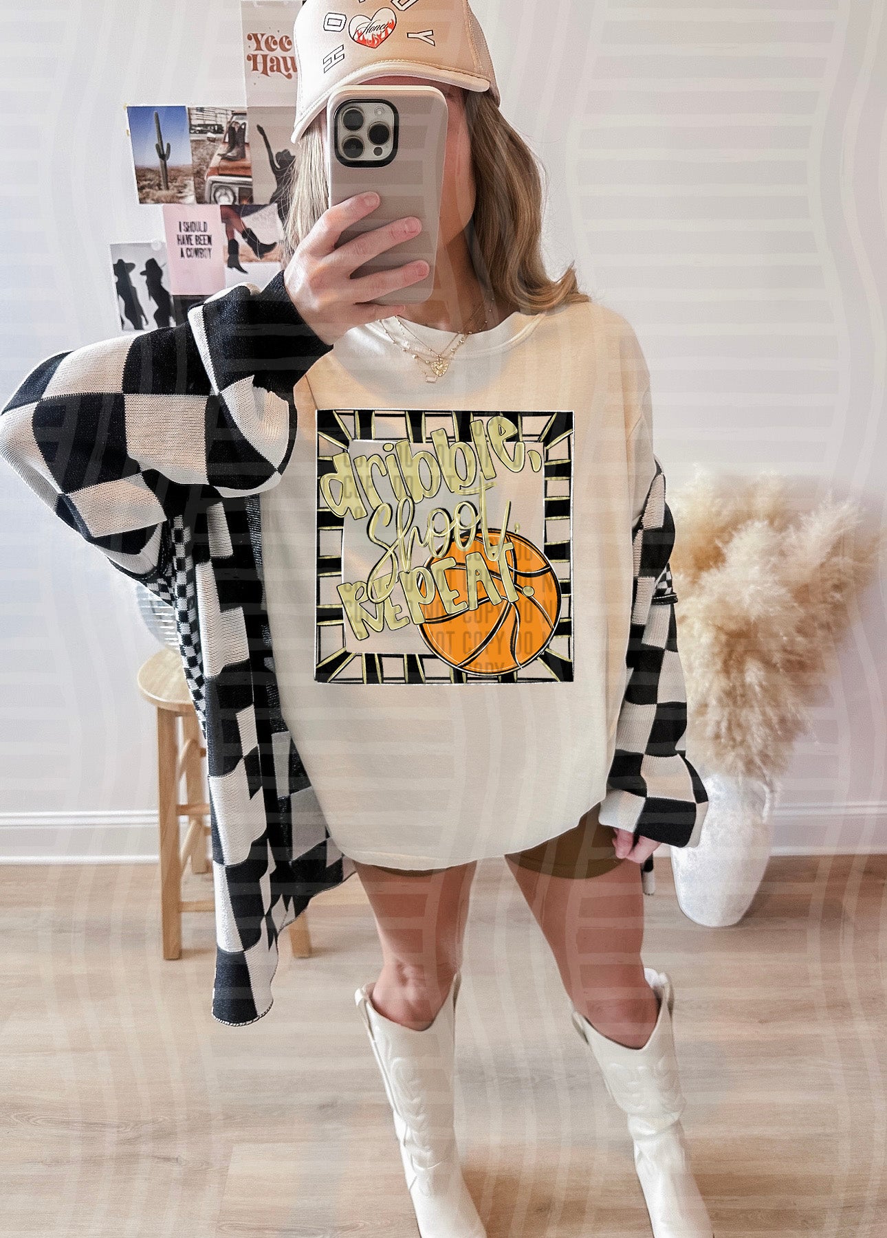 Dribble, Shoot, Repeat. - Color Dropdown Digital Download 300DPI PNG FILE