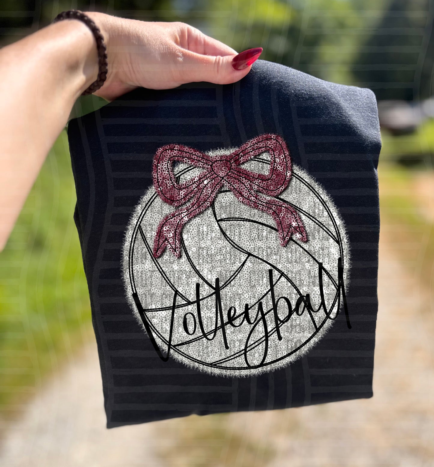 Volleyball with bow - Faux sequin- Color Dropdown Digital Download 300DPI PNG FILE