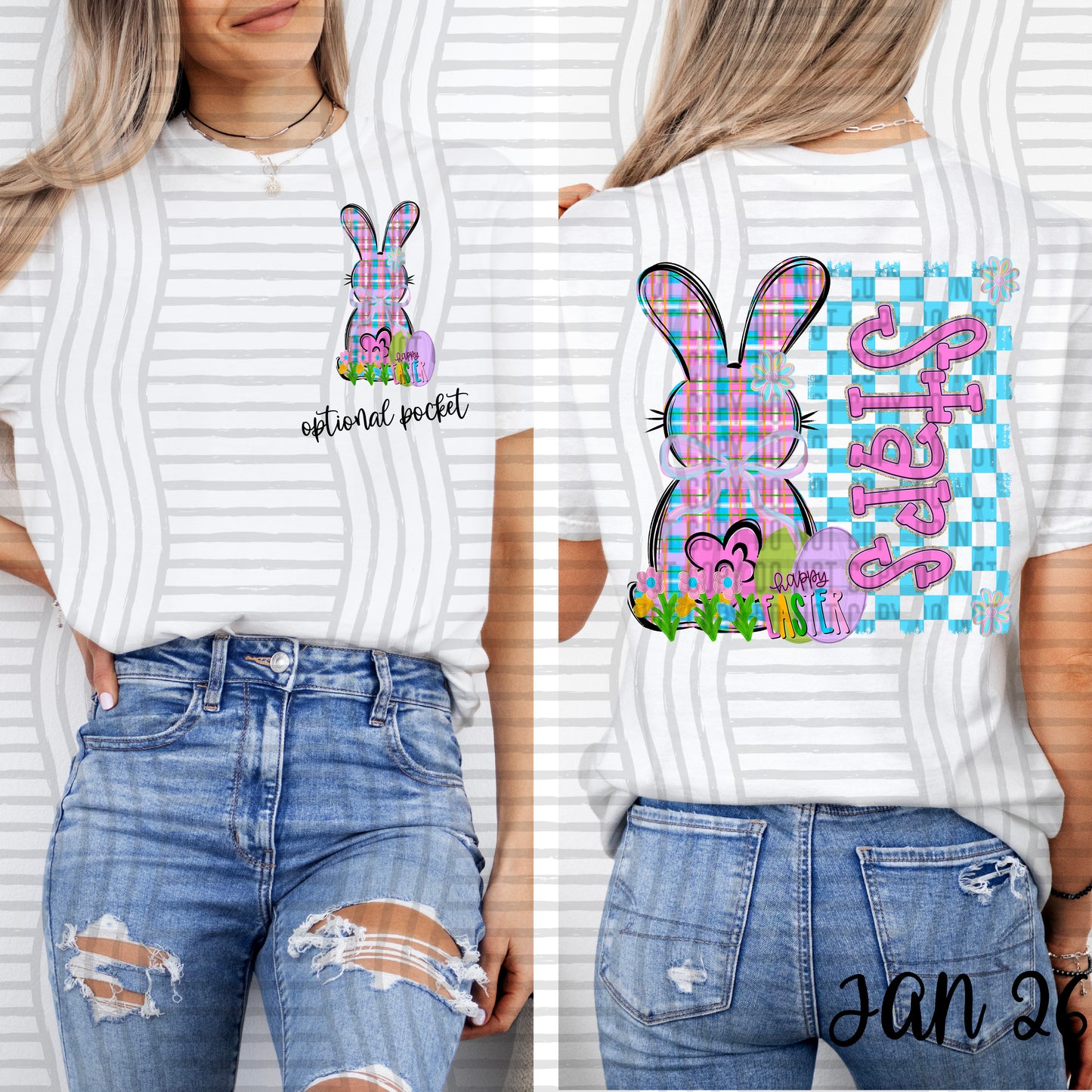 Easter Bunny Mascots-  Custom + DROPDOWN - 300 DPI digital download