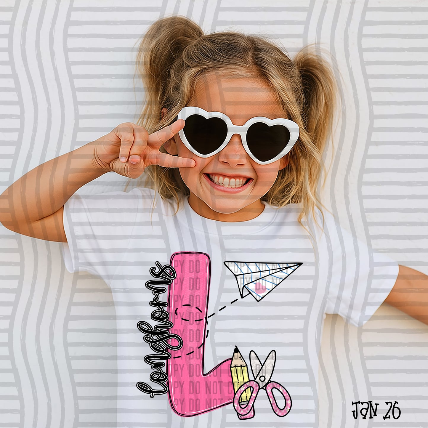 Pink Initials School -  Custom + DROPDOWN - 300 DPI digital download