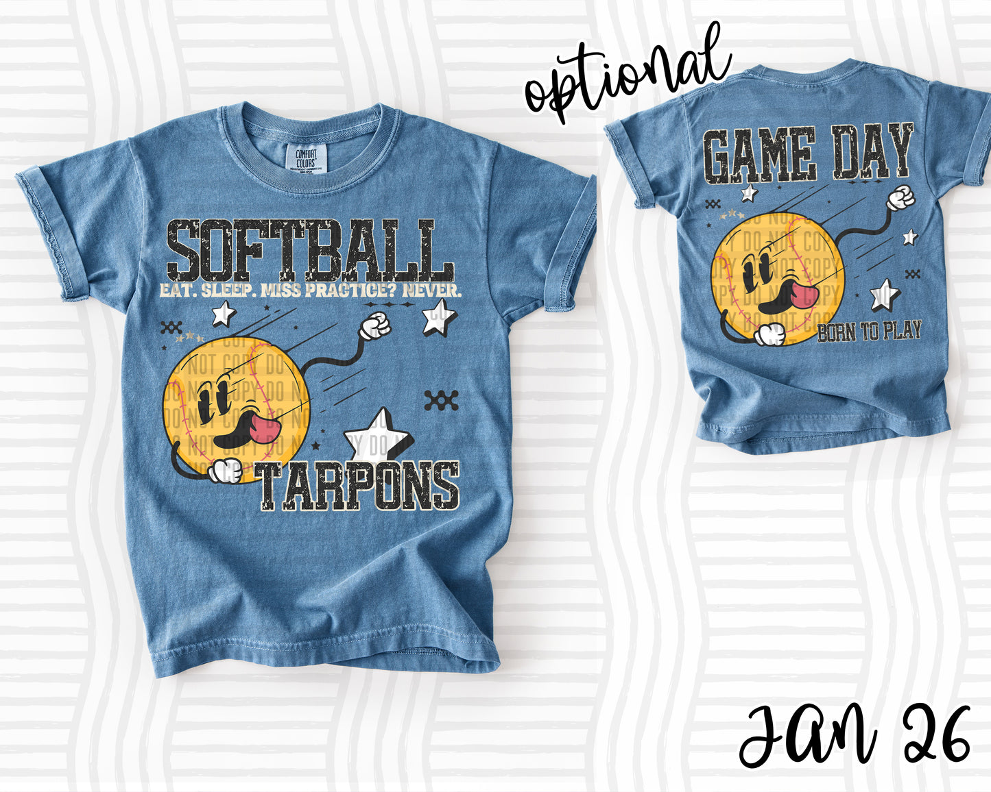 Softball Eat. Sleep. Miss Practice? Never.  OPTIONAL front   - Custom + DROPDOWN - 300 DPI digital download