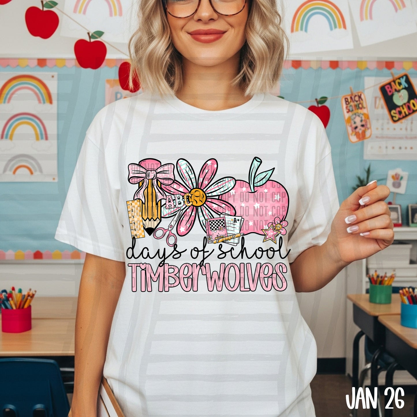 100 days of school (Girly) - Custom + DROPDOWN - 300 DPI digital download