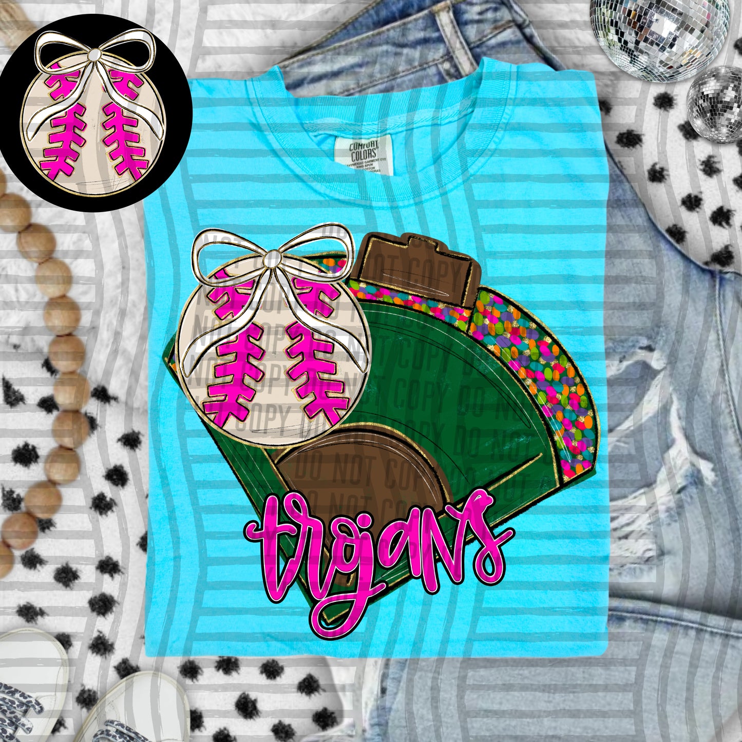 Preppy Baseball Field -optional pocket + Custom + Dropdown - 300 dpi Digital Download