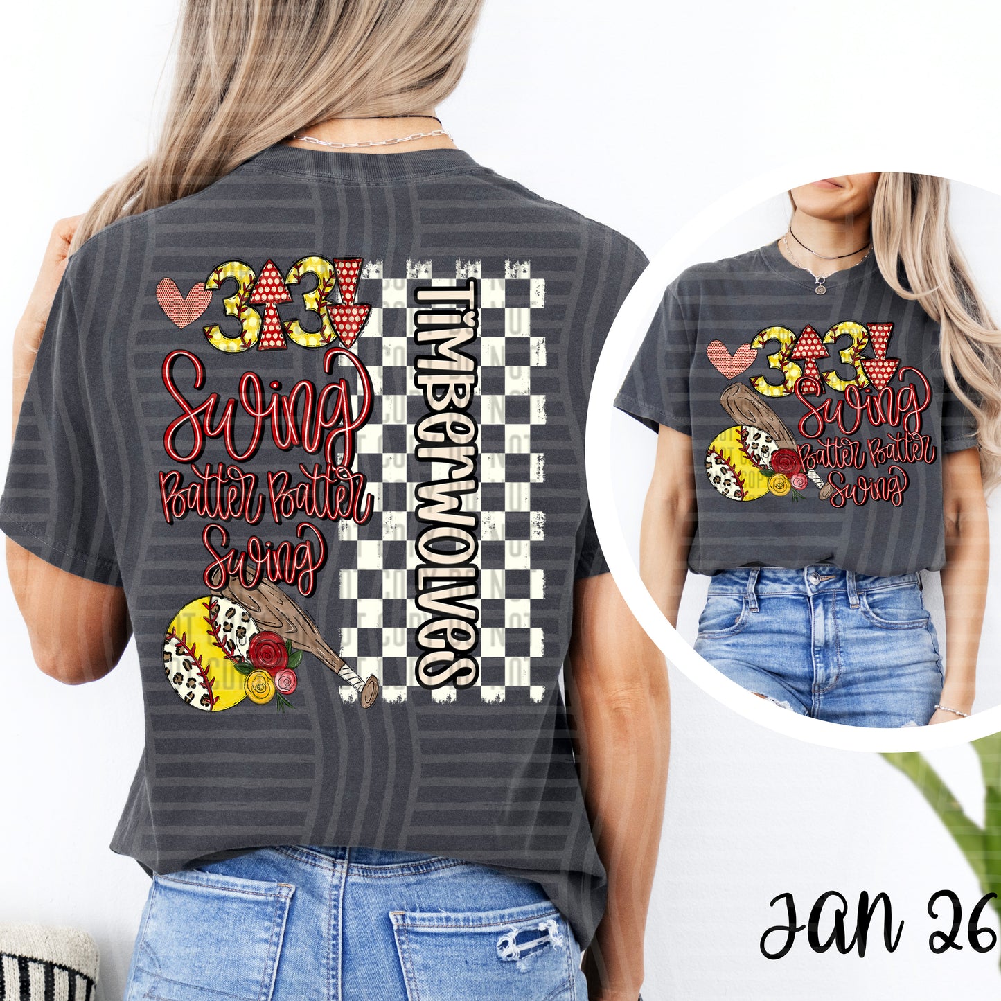 Swing Batter SOFTBALL + OPTIONAL FRONT full size design - Custom + DROPDOWN - 300 DPI digital download