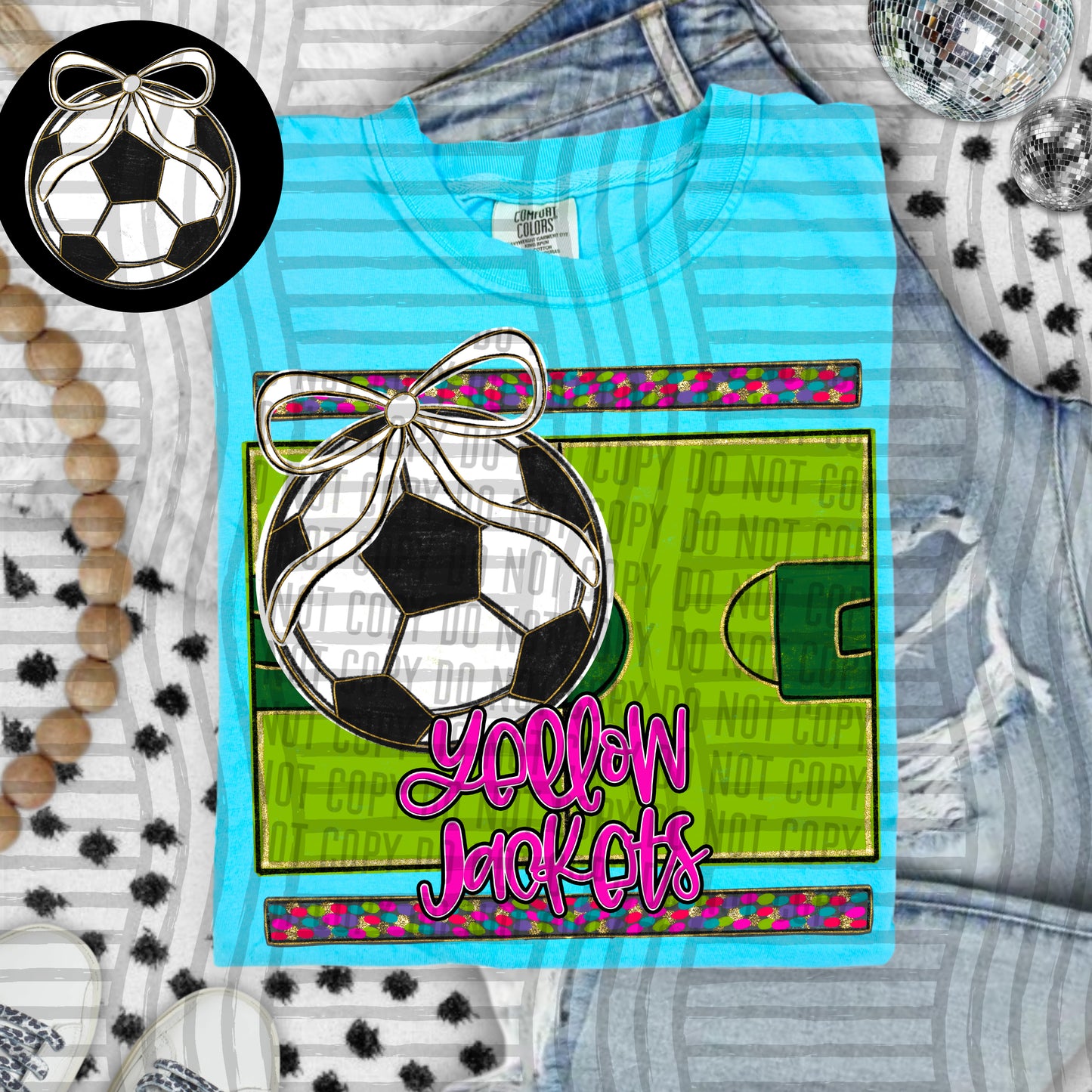 Preppy Soccer Field -optional pocket + Custom + Dropdown - 300 dpi Digital Download