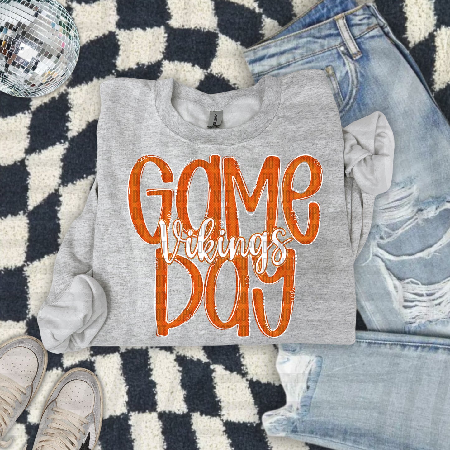 Orange - GAME DAY Doodles - 300 dpi Digital Download