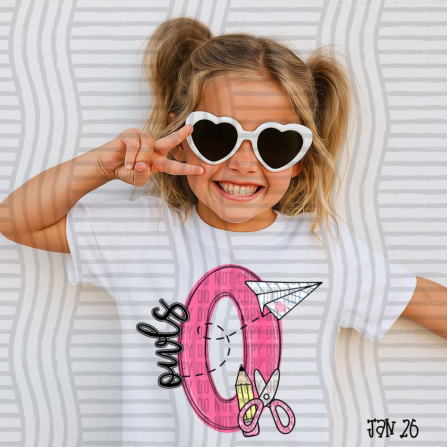 Pink Initials School -  Custom + DROPDOWN - 300 DPI digital download