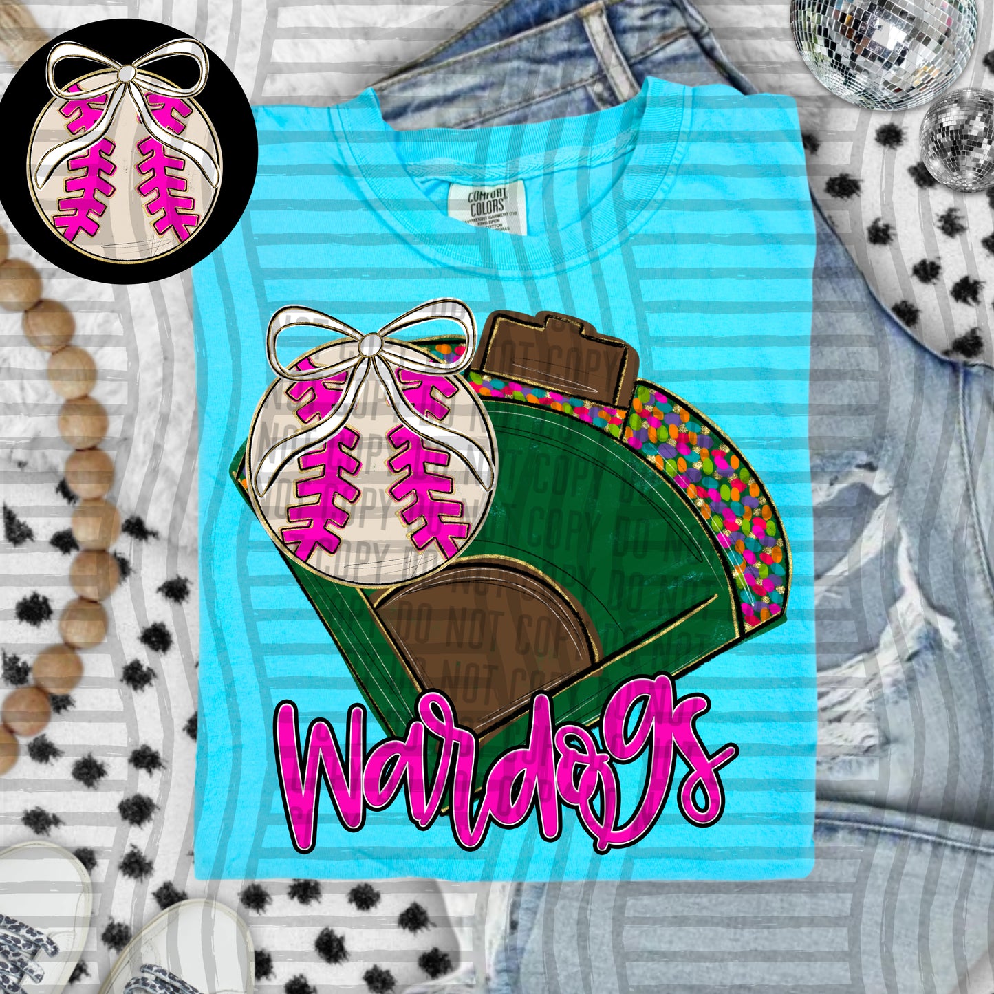 Preppy Baseball Field -optional pocket + Custom + Dropdown - 300 dpi Digital Download