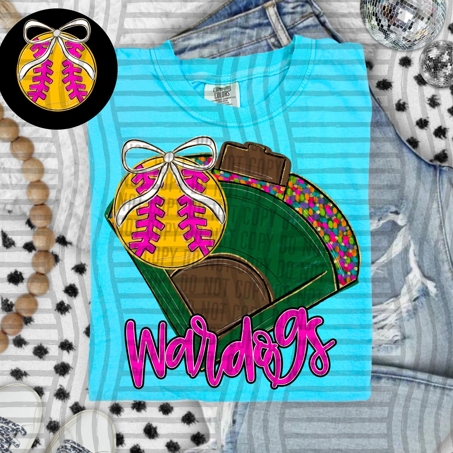 Preppy Softball Field - optional pocket + Custom + Dropdown - 300 dpi Digital Download