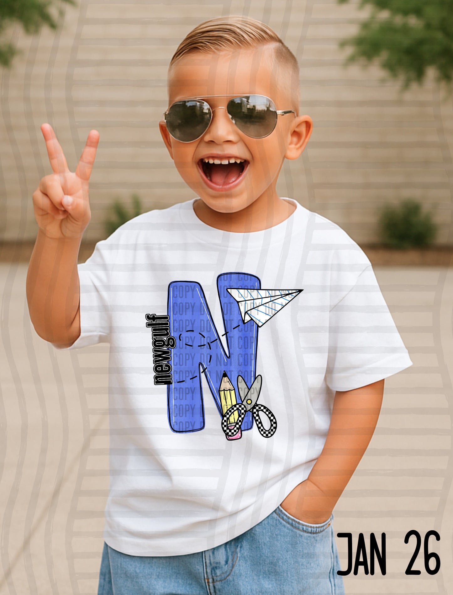 Blue Checks Initials School - Custom + DROPDOWN - 300 DPI digital download