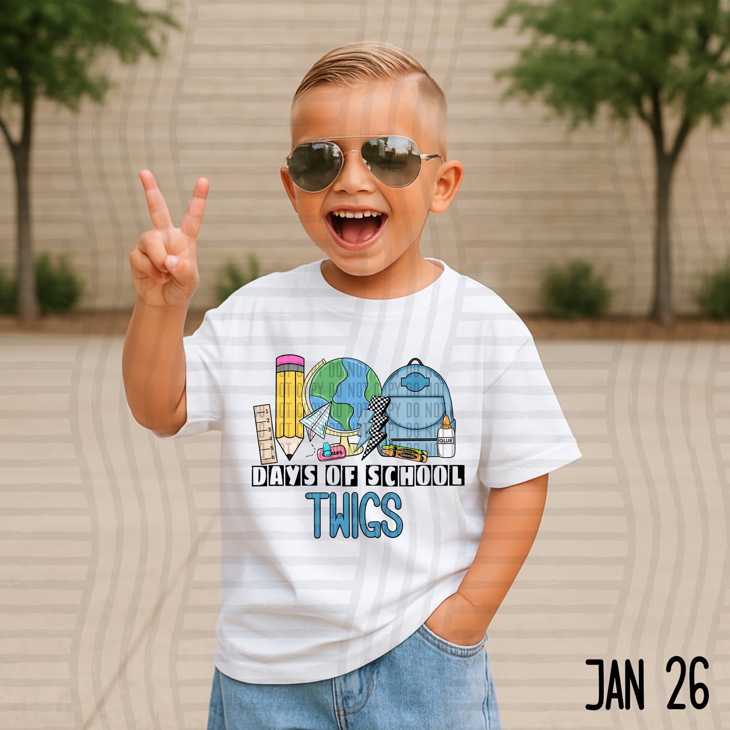 100 days of school (Boyish) - Custom + DROPDOWN - 300 DPI digital download