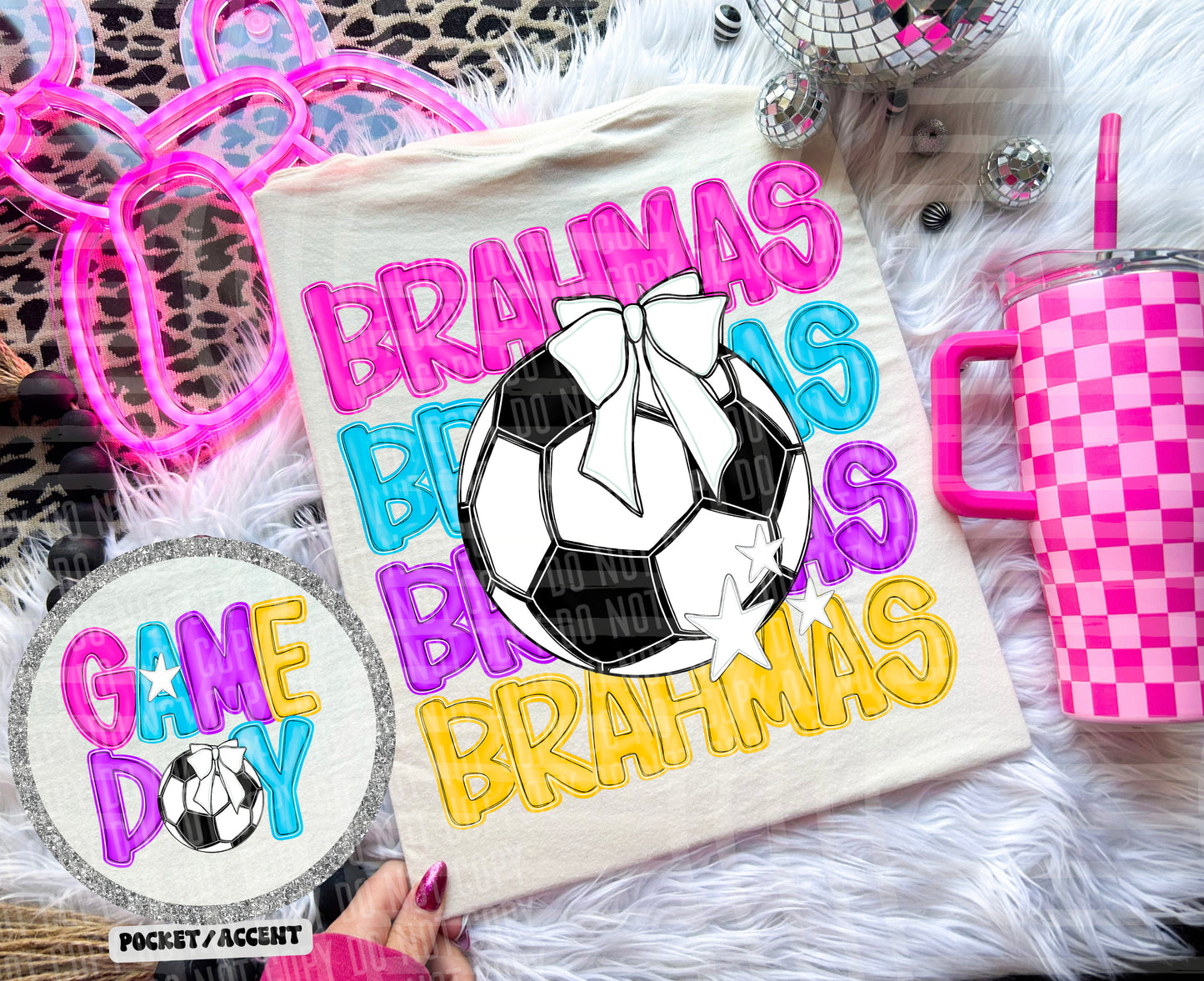 Bright Preppy Stacked Soccer Dropdown Digital Download 300DPI PNG FILE