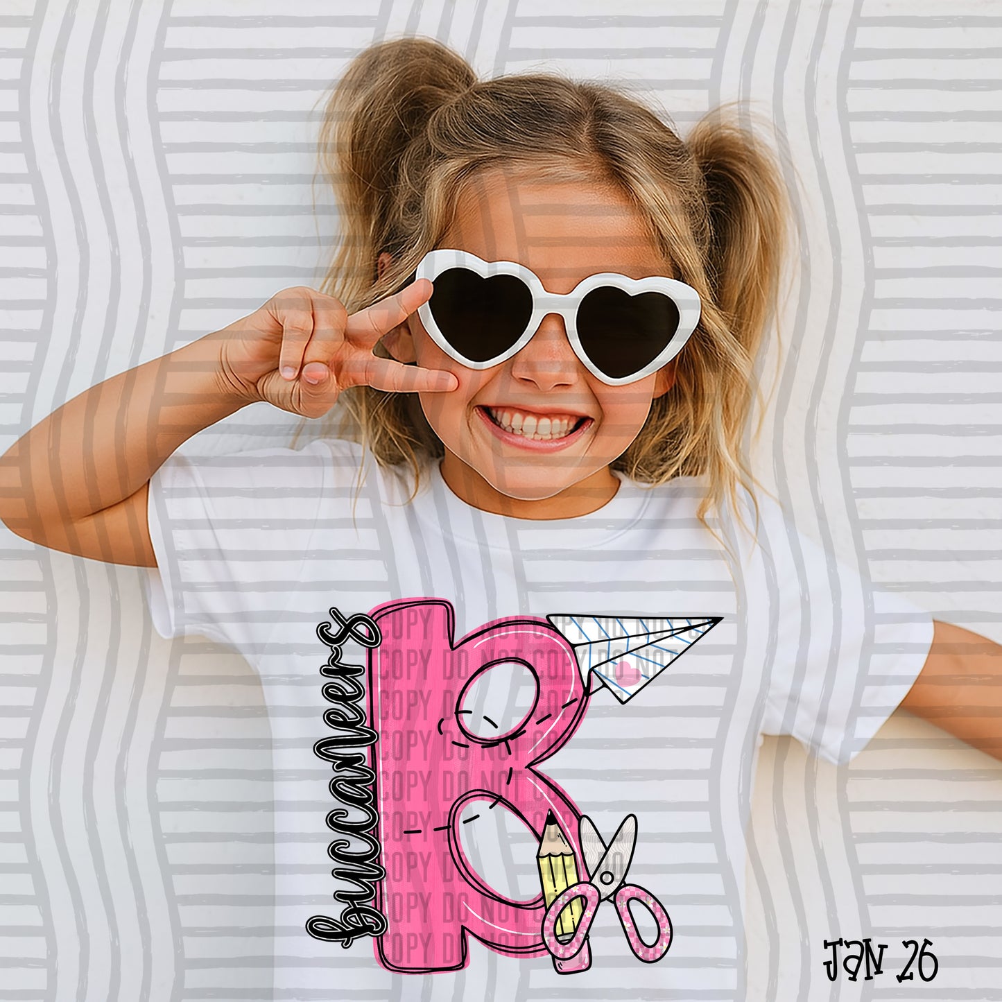 Pink Initials School -  Custom + DROPDOWN - 300 DPI digital download