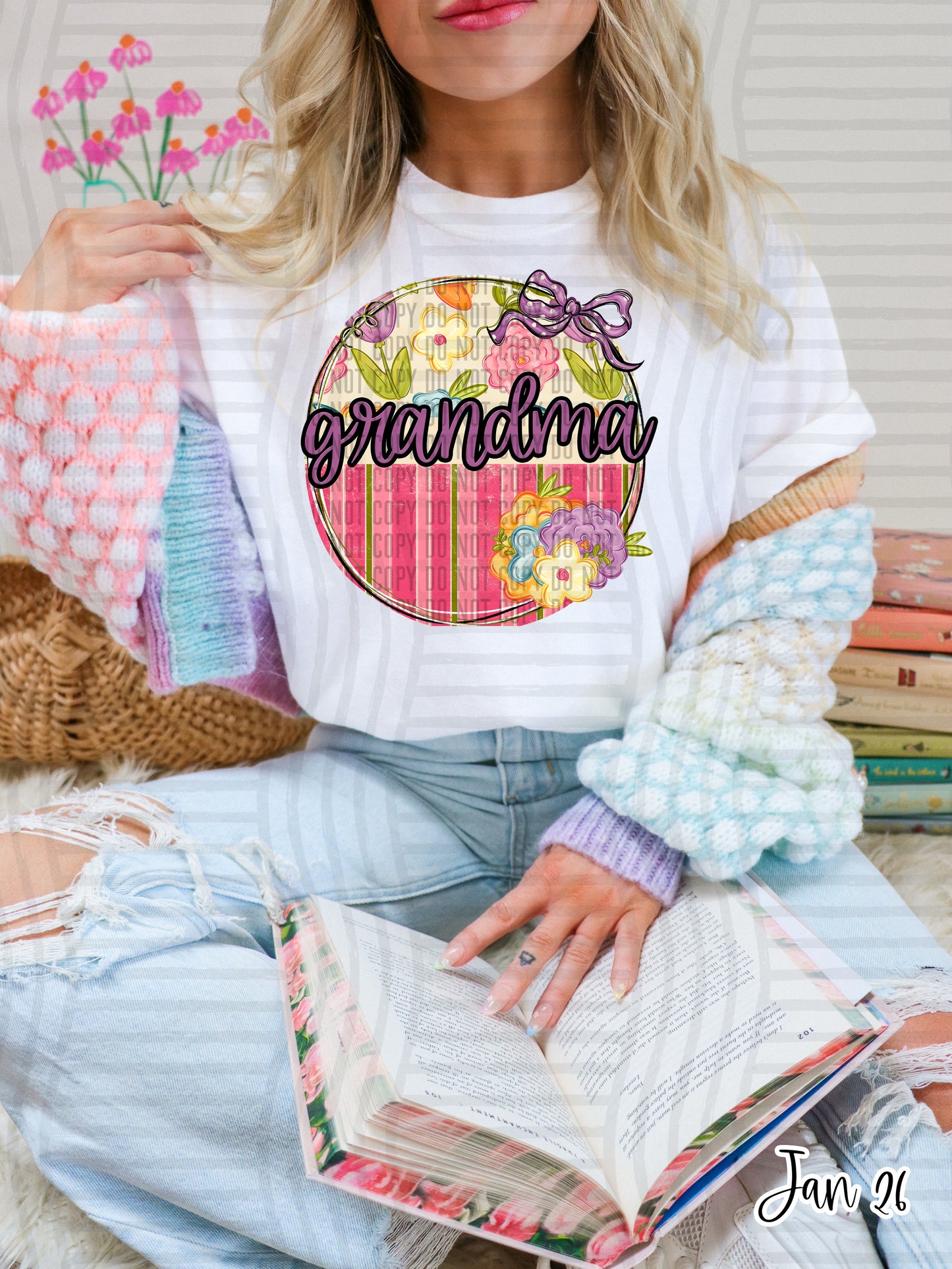 Floral Round NAMES - Custom + Dropdown 300 DPI digital download