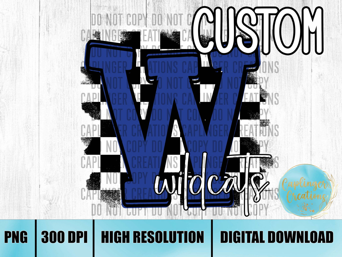 CUSTOM - distress Checkered print Letter/team- Digital download 300DPI PNG FILE