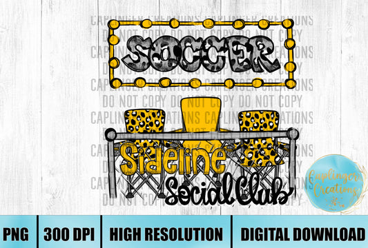 Yellow Soccer Sidelines Social Club - Digital download 300DPI PNG FILE