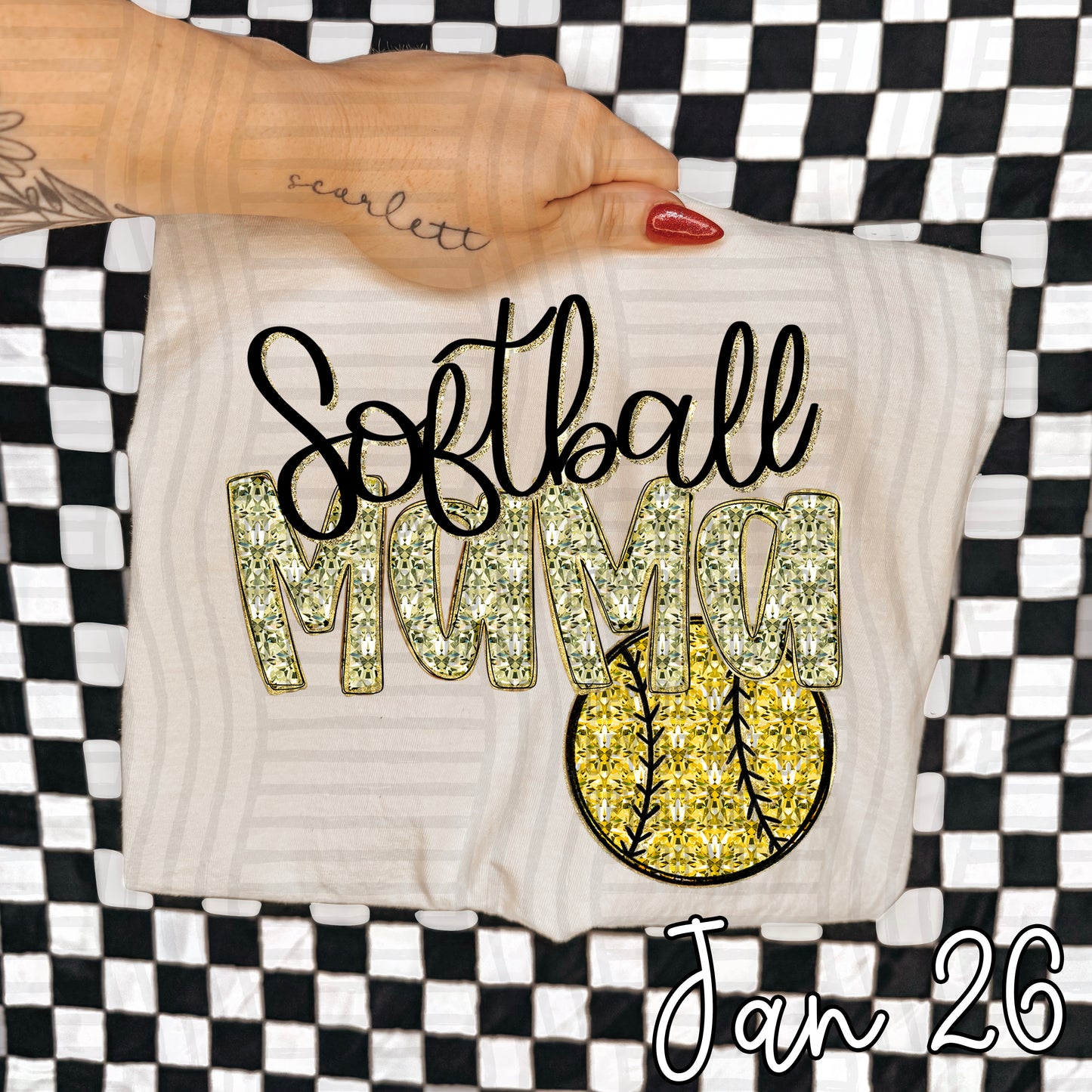 SOFTBALL Mama Bling - Faux Diamonds - Color Dropdown Digital Download 300DPI PNG FILE