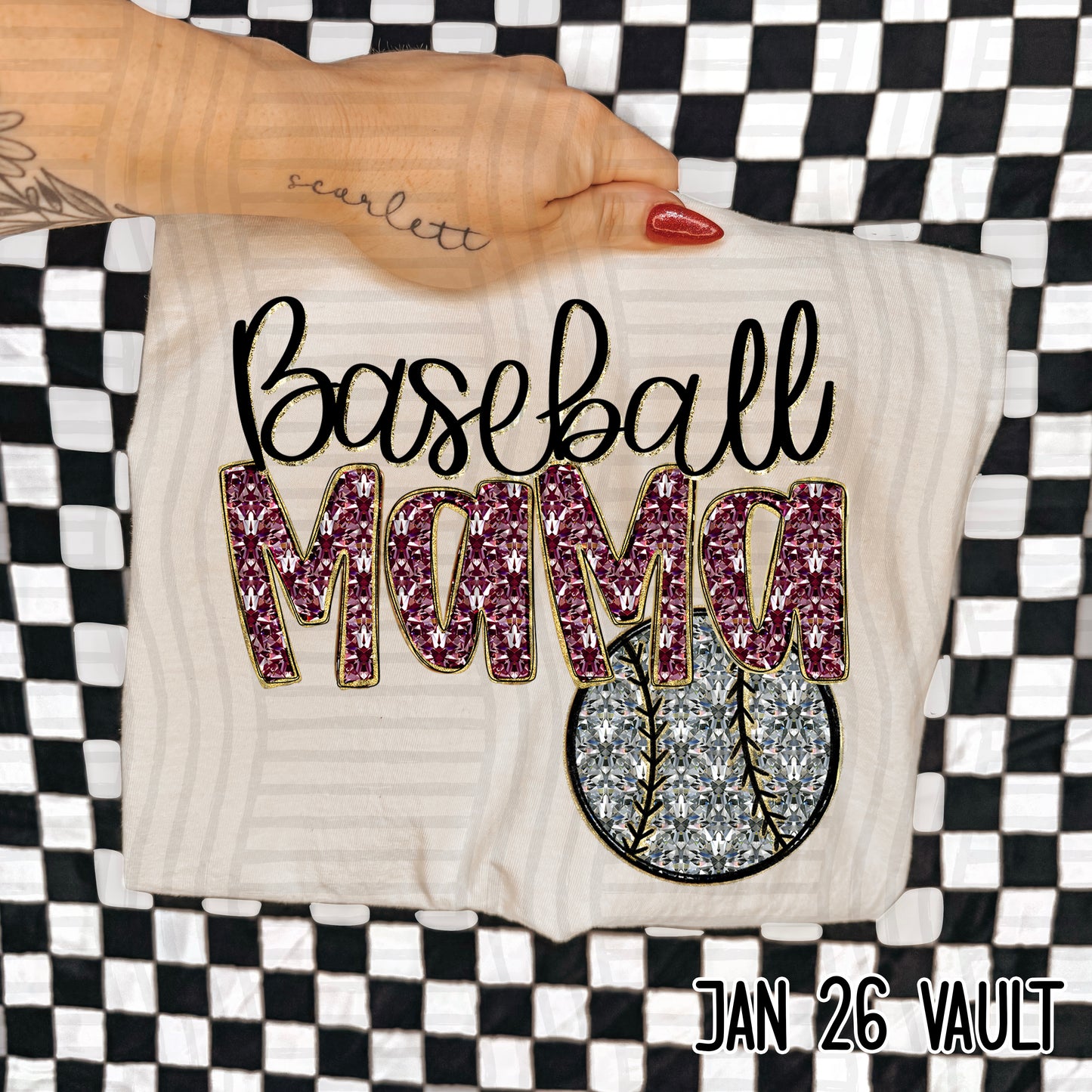 Baseball Mama Bling - Faux Diamonds - Color Dropdown Digital Download 300DPI PNG FILE