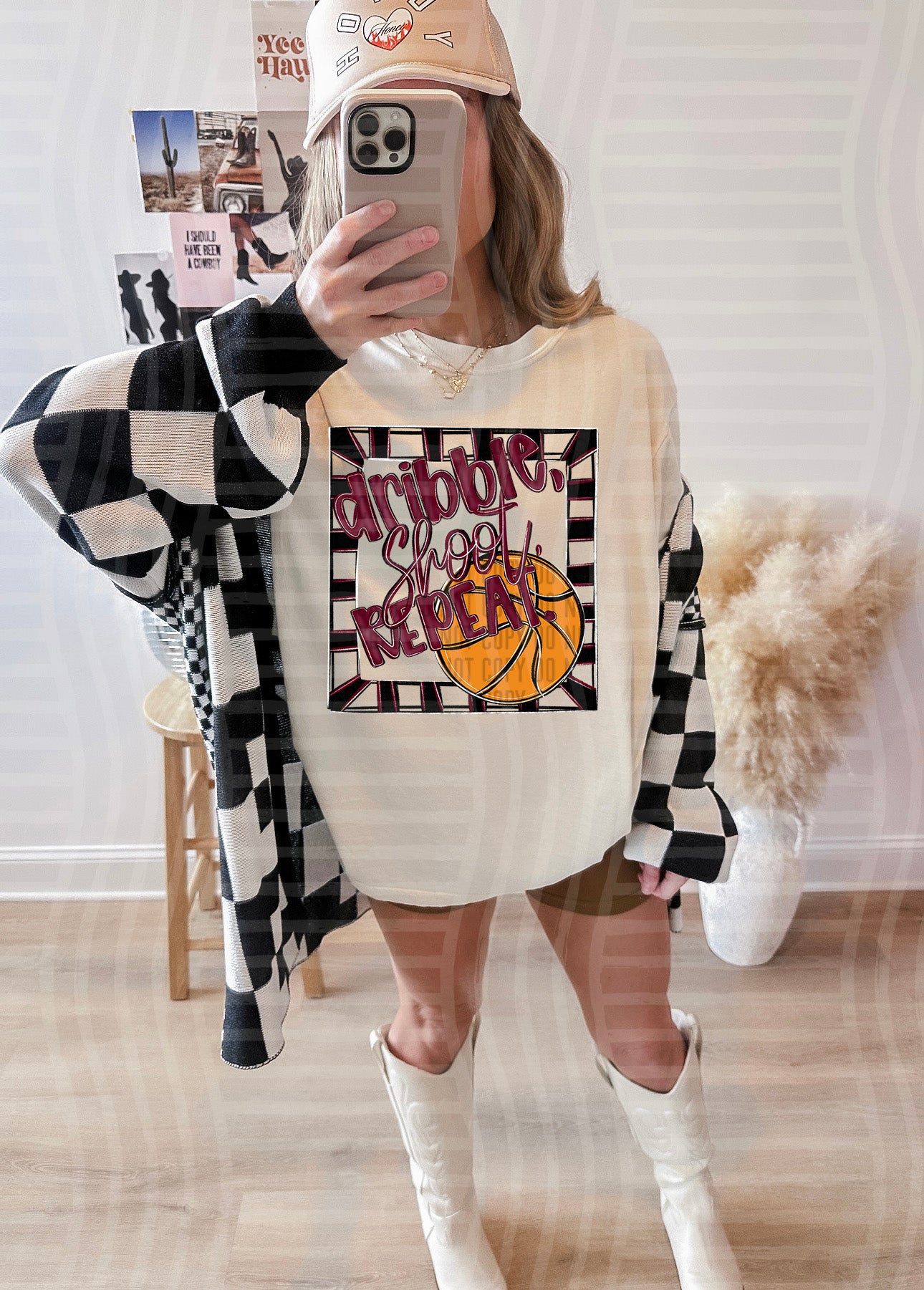 Dribble, Shoot, Repeat. - Color Dropdown Digital Download 300DPI PNG FILE