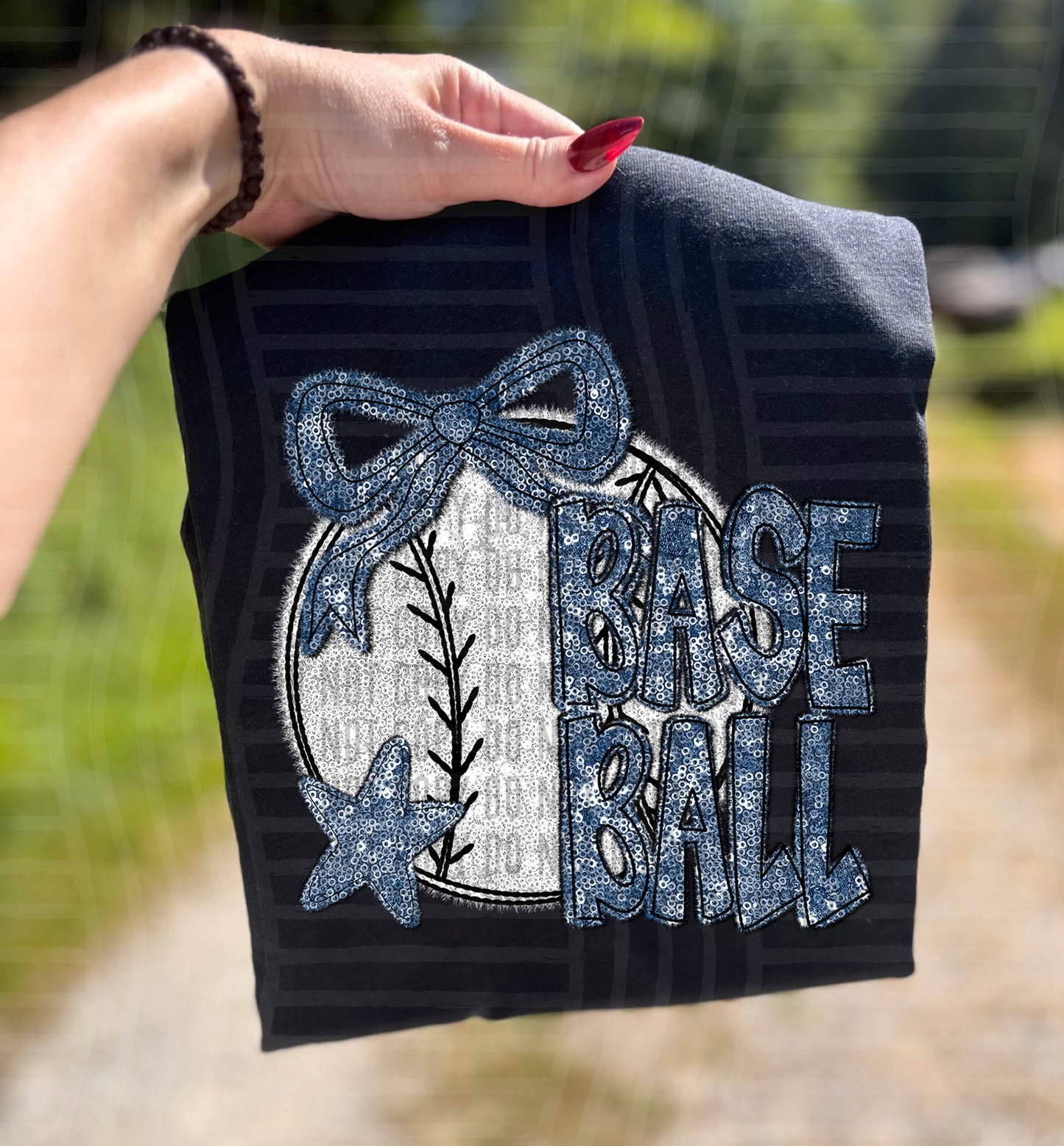 Baseball with bow - Faux sequin- Color Dropdown Digital Download 300DPI PNG FILE