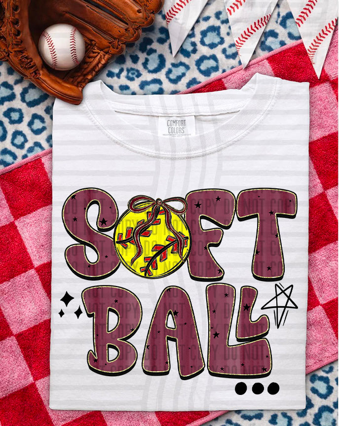 Softball Retro - Color Dropdown Digital Download 300DPI PNG FILE
