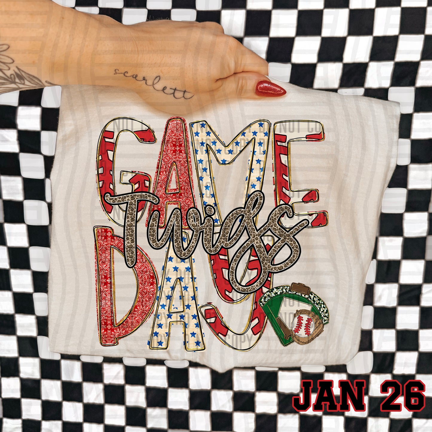 Game Day Baseball LEOPARD PRINT CENTER - Custom + DROPDOWN - 300 DPI digital download