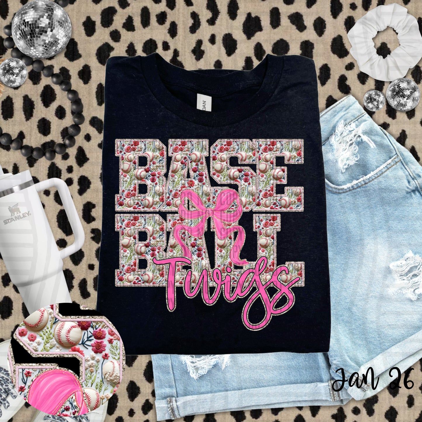 Floral Baseball  - Custom + DROPDOWN - 300 DPI digital download