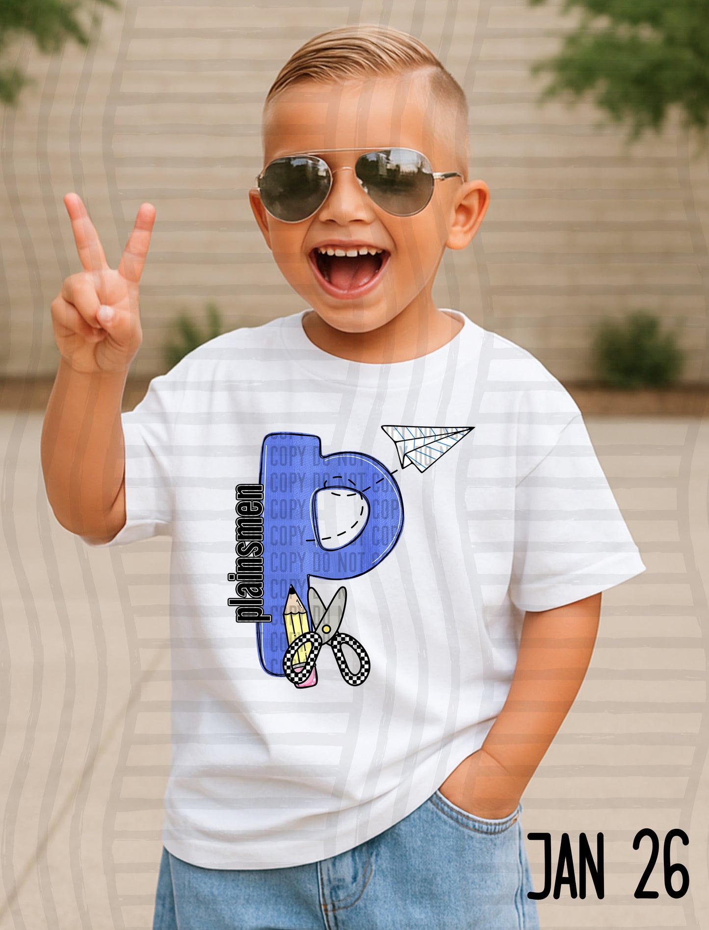 Blue Checks Initials School - Custom + DROPDOWN - 300 DPI digital download