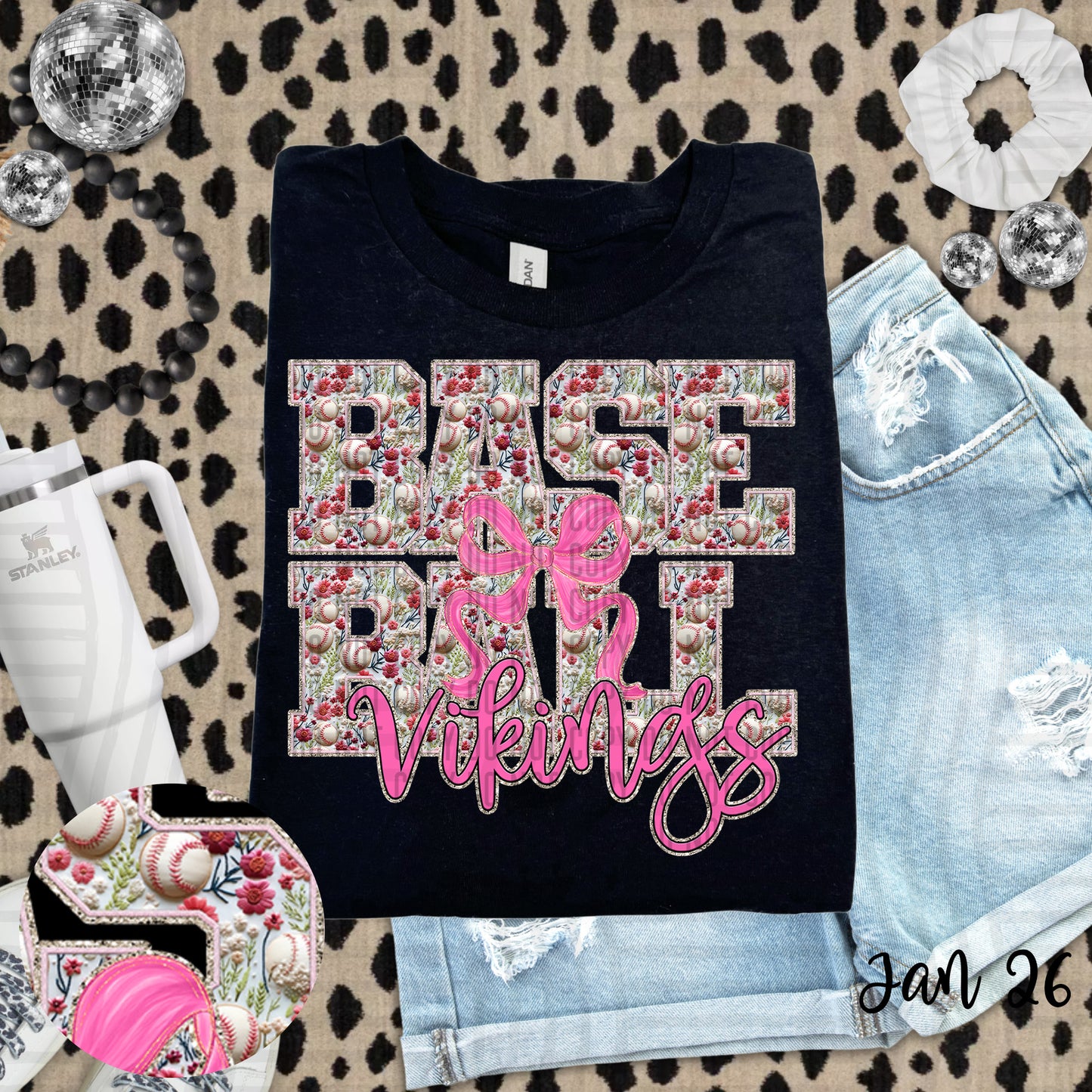 Floral Baseball  - Custom + DROPDOWN - 300 DPI digital download