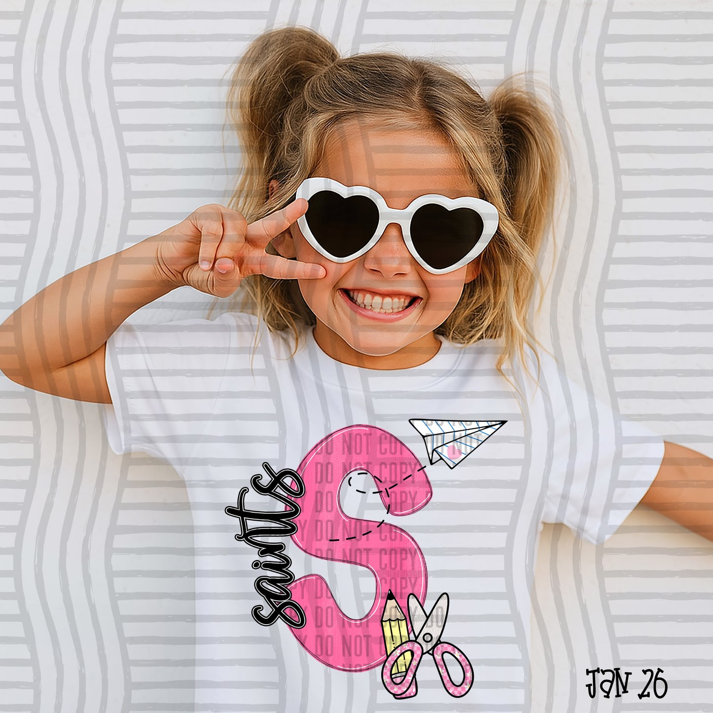 Pink Initials School -  Custom + DROPDOWN - 300 DPI digital download