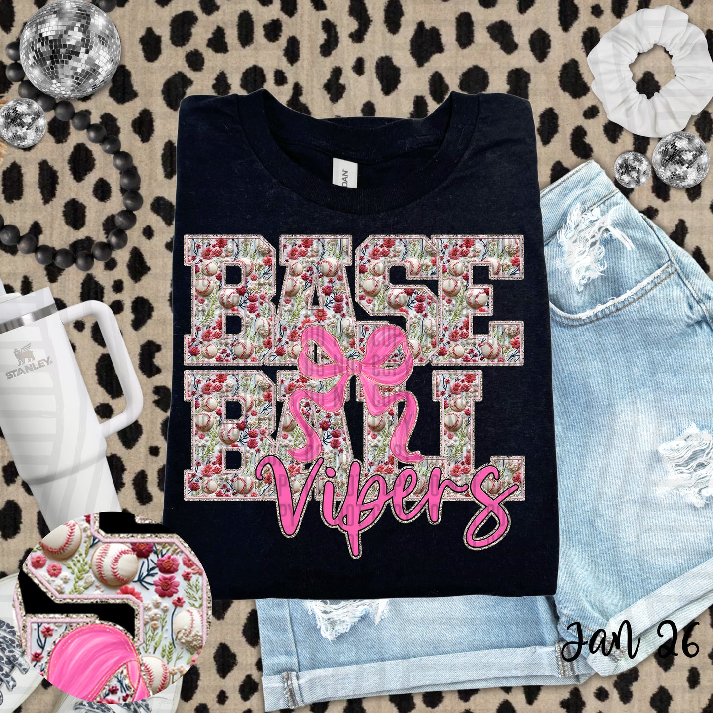 Floral Baseball  - Custom + DROPDOWN - 300 DPI digital download