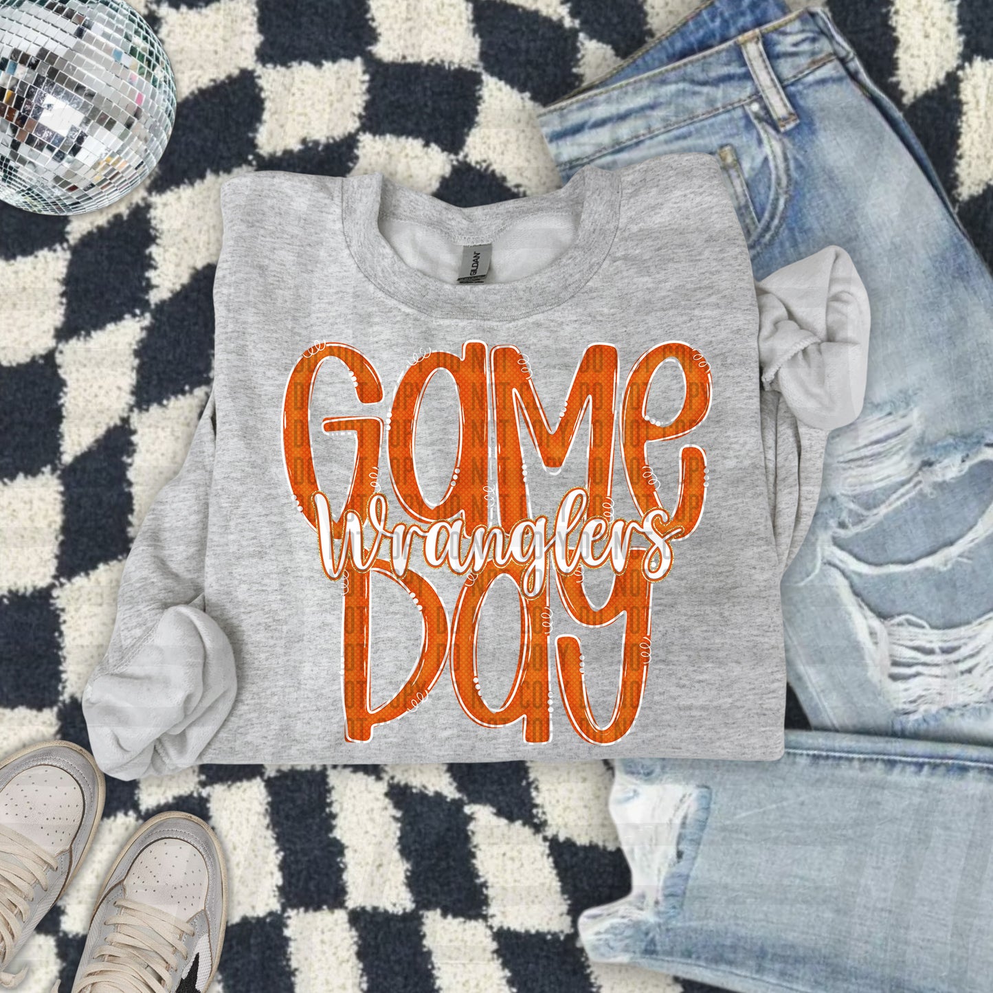 Orange - GAME DAY Doodles - 300 dpi Digital Download