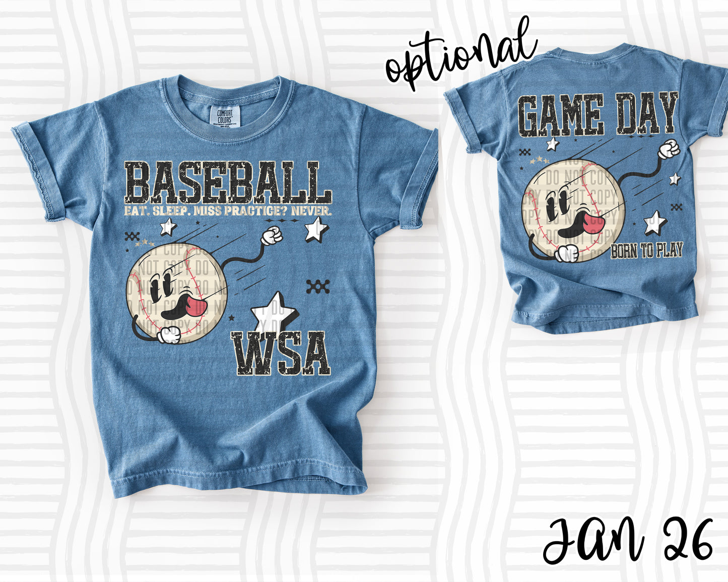 Baseball  Eat. Sleep. Miss Practice? Never.  OPTIONAL front   - Custom + DROPDOWN - 300 DPI digital download