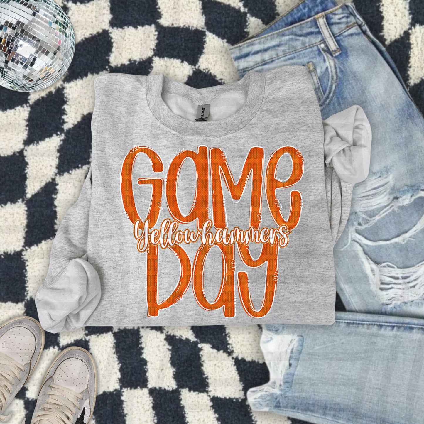 Orange - GAME DAY Doodles - 300 dpi Digital Download