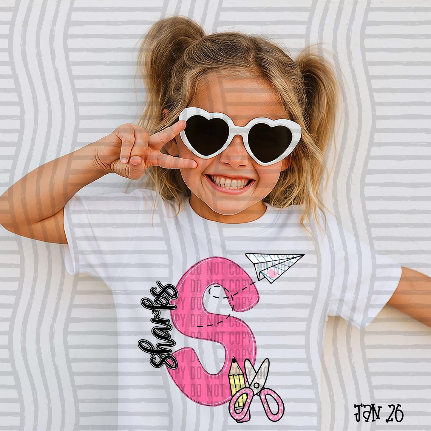 Pink Initials School -  Custom + DROPDOWN - 300 DPI digital download