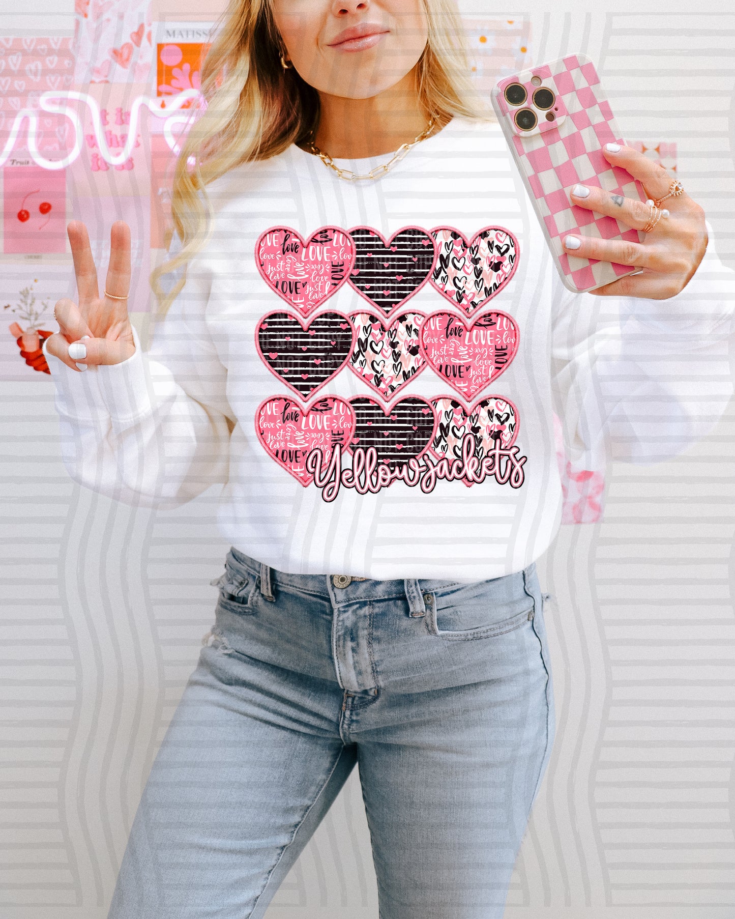 Faux Embroidery Heart Mascots - Custom + Dropdown - 300 dpi Digital Download