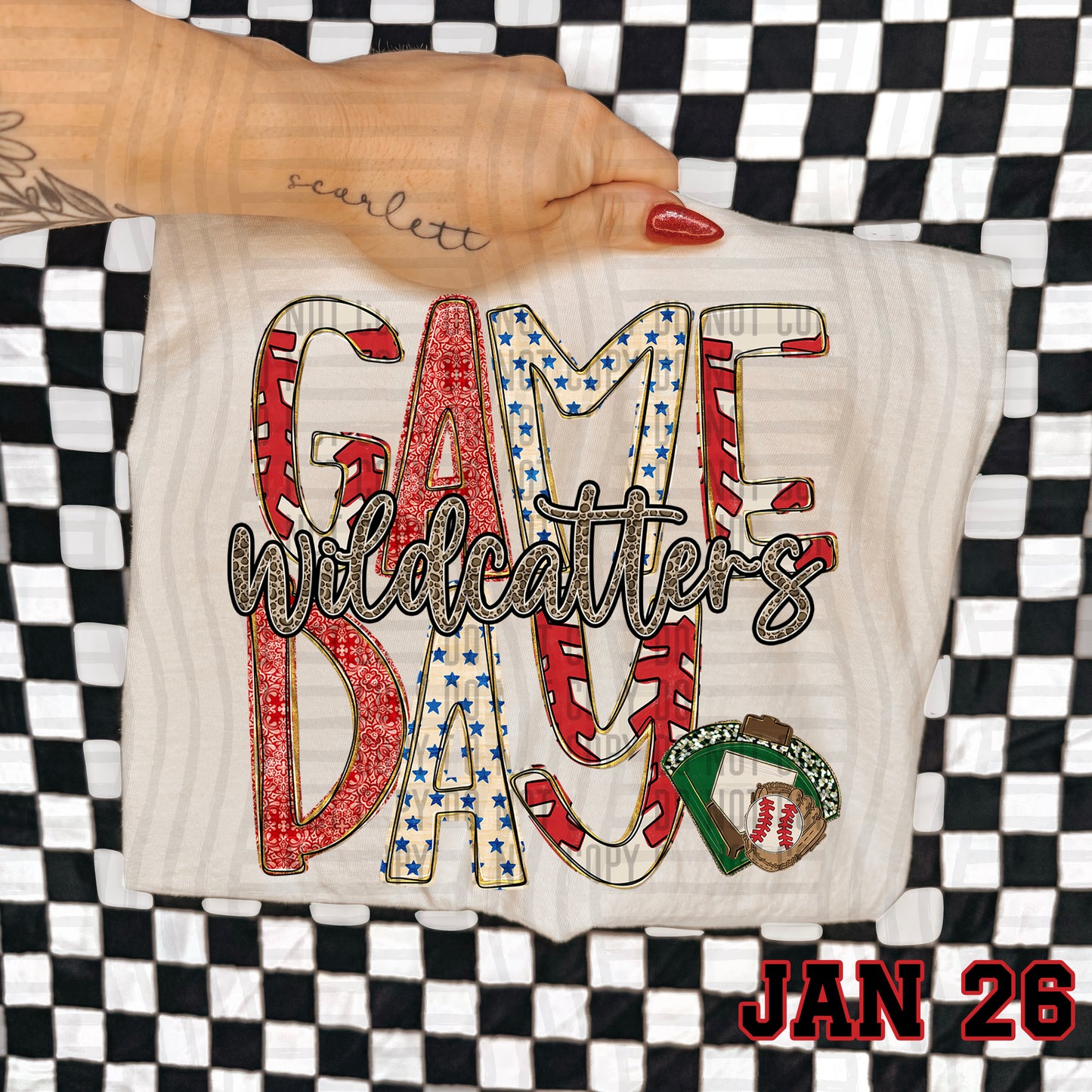 Game Day Baseball LEOPARD PRINT CENTER - Custom + DROPDOWN - 300 DPI digital download