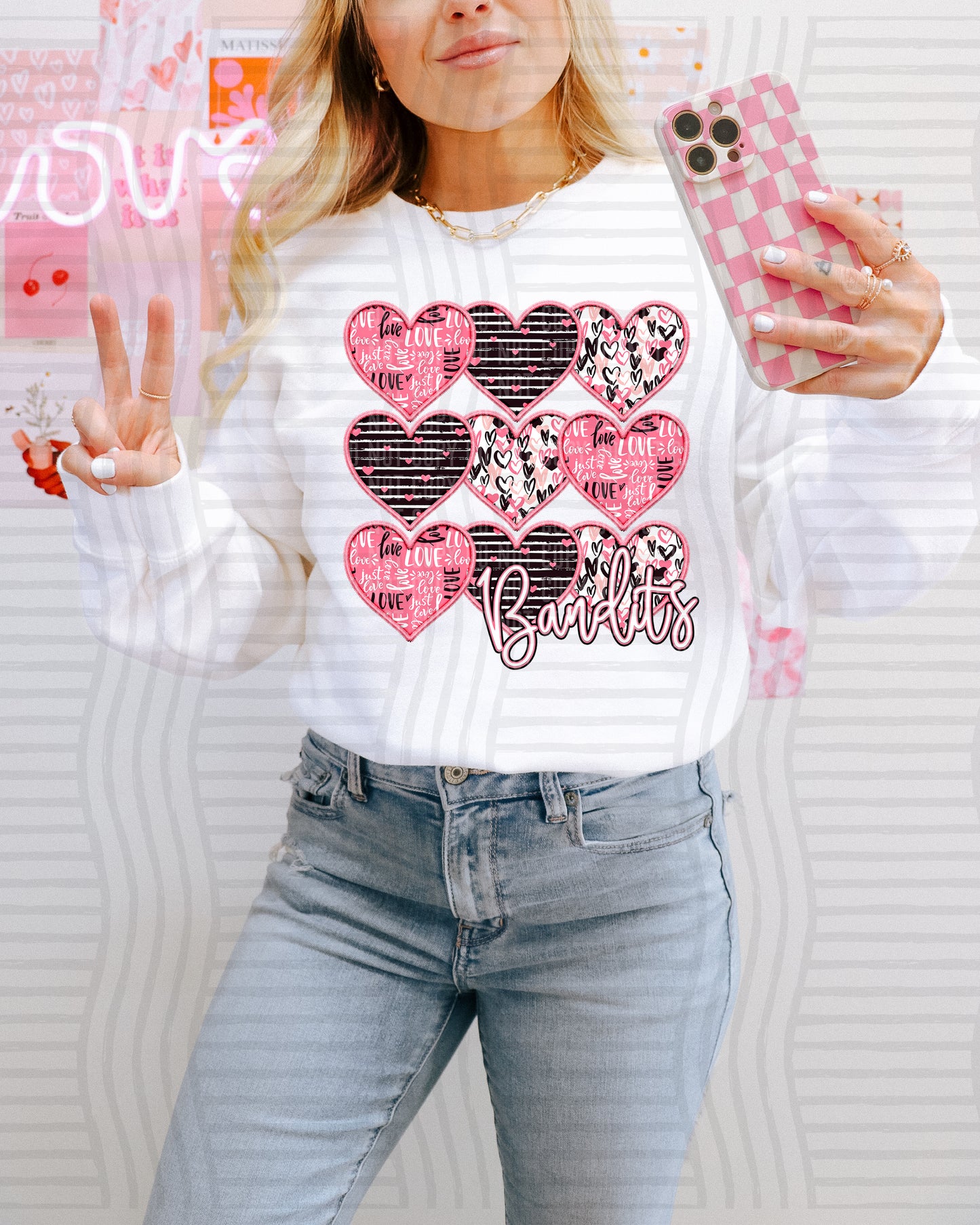 Faux Embroidery Heart Mascots - Custom + Dropdown - 300 dpi Digital Download