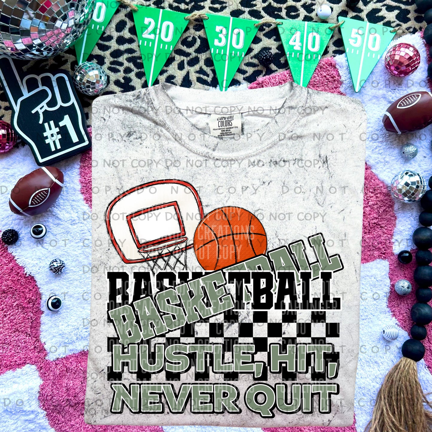 BASKETBALL hustle, hit , never quit - Color Dropdown Digital Download 300DPI PNG FILE