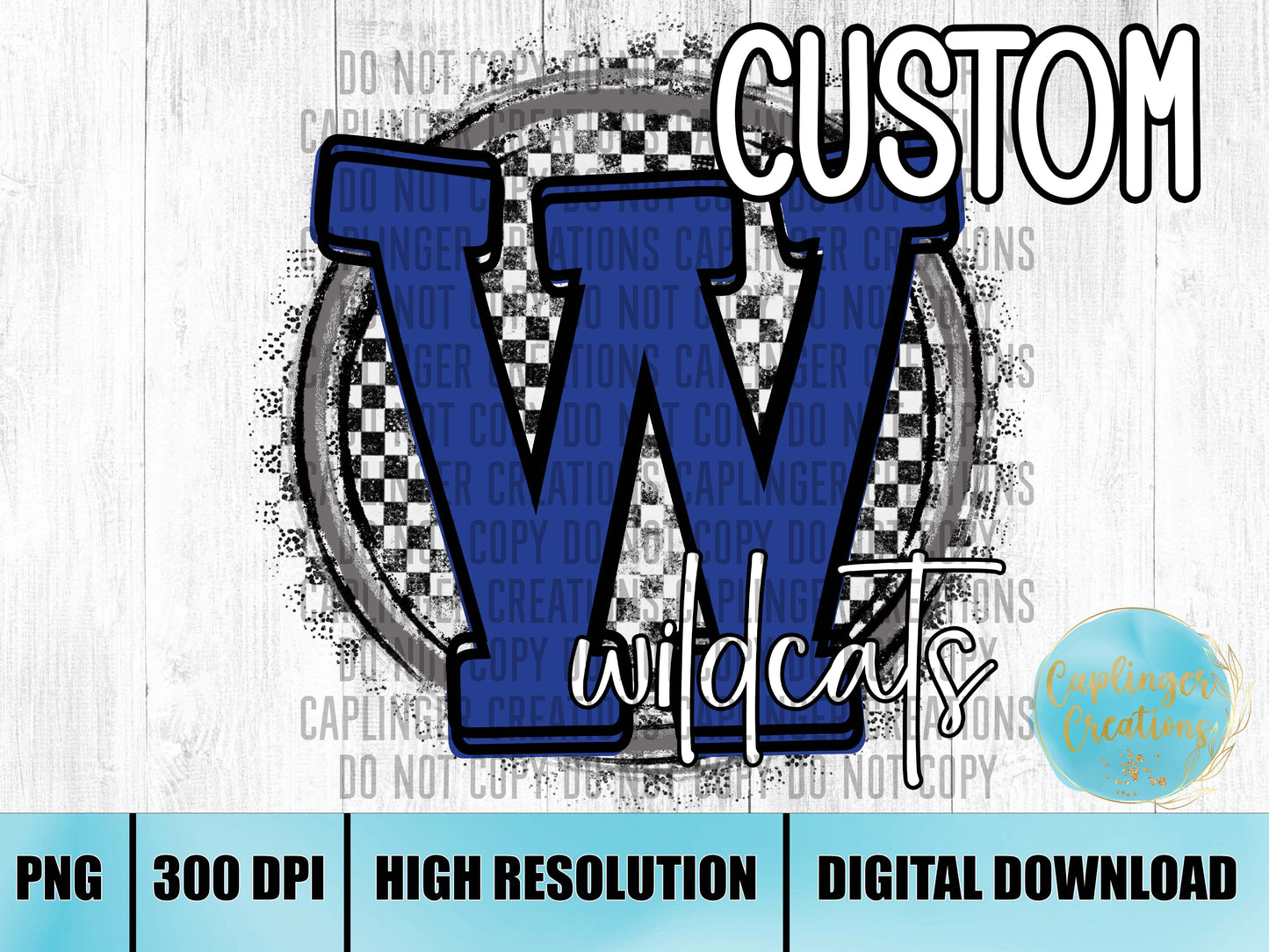 CUSTOM - round Checkered print Letter/team- Digital download 300DPI PNG FILE