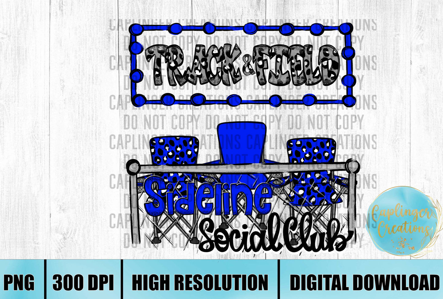 Blue Track & Field Sidelines Social Club - Digital download 300DPI PNG FILE