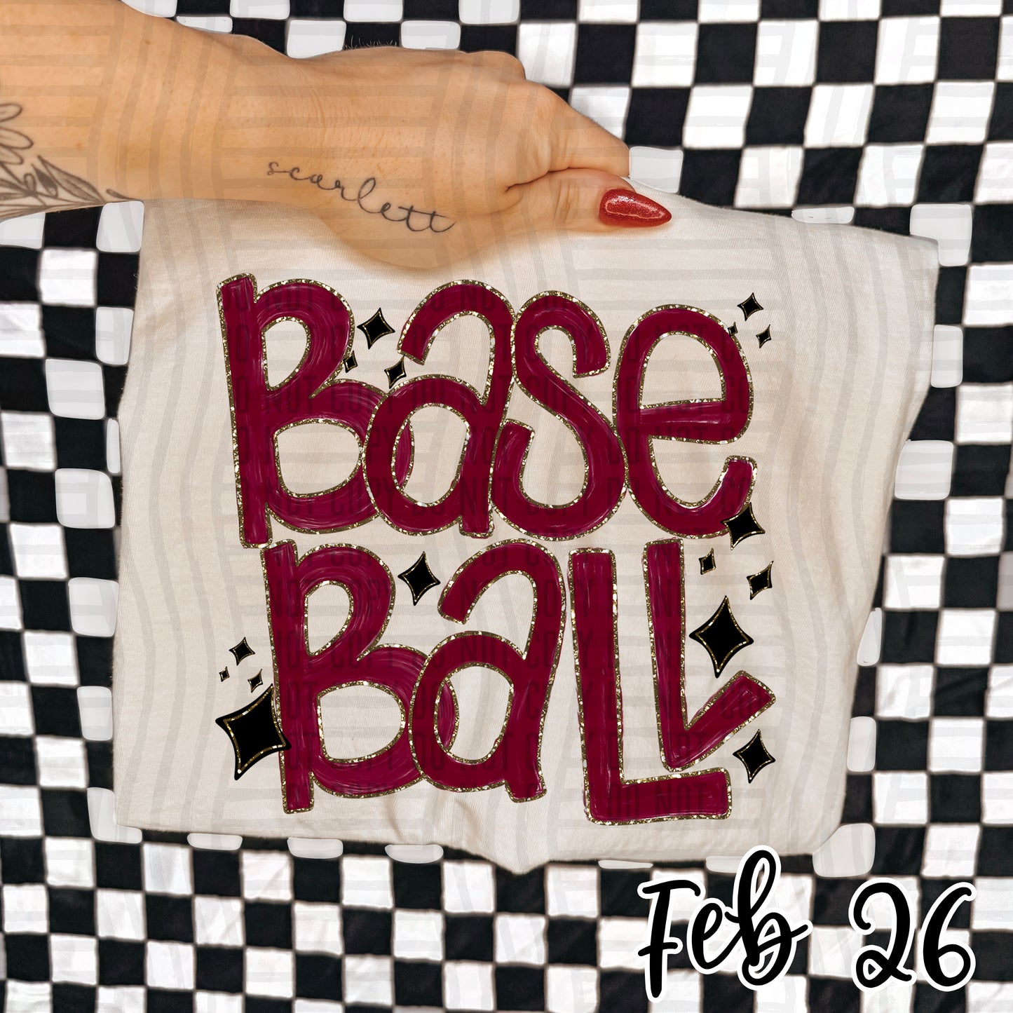 Baseball Hand Lettered -  Color Dropdown Digital Download 300DPI PNG FILE